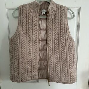 JOIE Reversible Women's Chunky Knit Full-Zip Beige Gold Vest